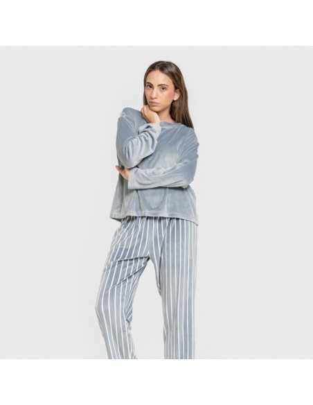 Pijama terciopelo super soft mujer Raya Astria indigo Pijama terciopelo super soft mujer Raya Astria indigo