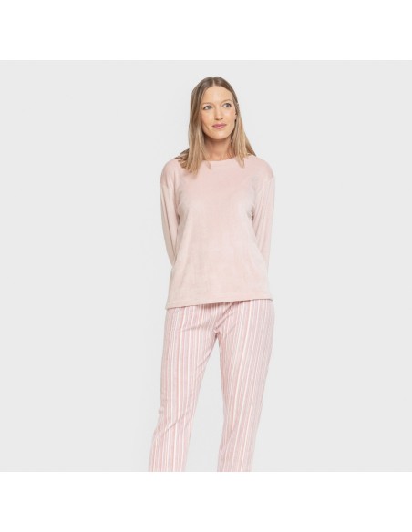 Pijama terciopelo super soft mujer Raya Oli malva rosa