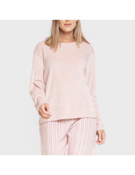 Pijama terciopelo super soft mujer Raya Oli malva rosa