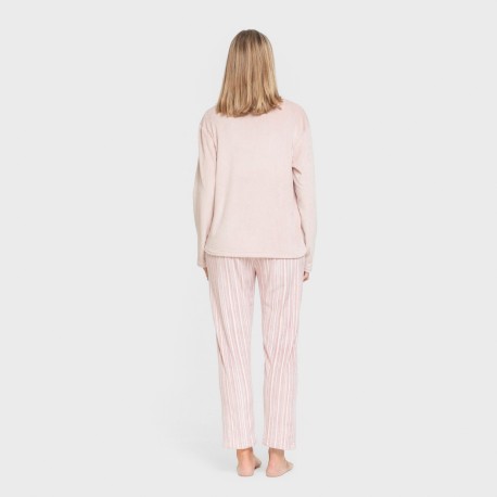 Pijama terciopelo super soft mujer Raya Oli malva rosa