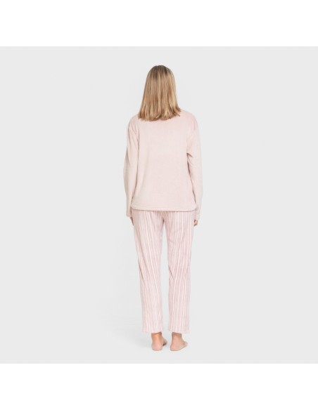 Pijama terciopelo super soft mujer Raya Oli malva rosa