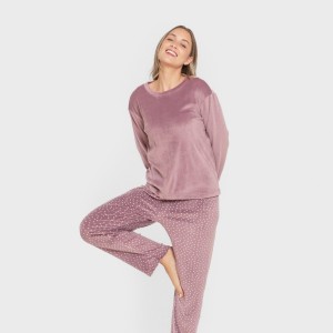 Pijama terciopelo super soft mujer Lolenda berenjena 2