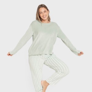 Pijama terciopelo super soft mujer Raya Astria verde tiffany 2