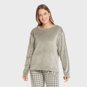 Pijama terciopelo super soft mujer Cuadro Roberto verde cacería