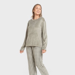 Pijama terciopelo super soft mujer Cuadro Roberto verde cacería 2