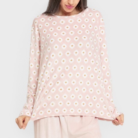 Pijama terciopelo super soft mujer Joy rosa palo