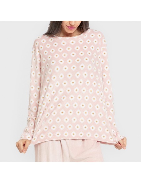 Pijama terciopelo super soft mujer Joy rosa palo
