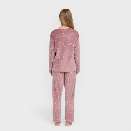 Pijama terciopelo super soft mujer Ambarina malva rosa