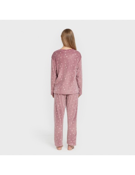 Pijama terciopelo super soft mujer Ambarina malva rosa Pijama terciopelo super soft mujer Ambarina malva rosa