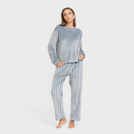 Pijama terciopelo super soft mujer Raya Astria indigo