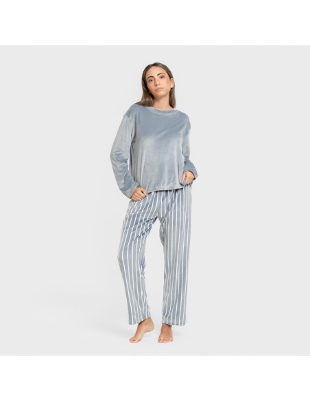 Pijama terciopelo super soft mujer Raya Astria indigo Pijama terciopelo super soft mujer Raya Astria indigo