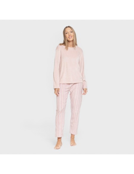 Pijama terciopelo super soft mujer Raya Oli malva rosa