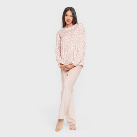 Pijama terciopelo super soft mujer Joy rosa palo