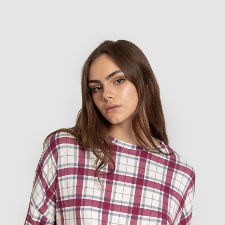 Pijama largo Secret mujer Cuadro Dalis burdeos