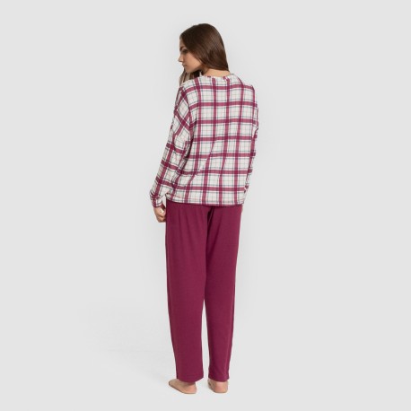 Pijama largo Secret mujer Cuadro Dalis burdeos