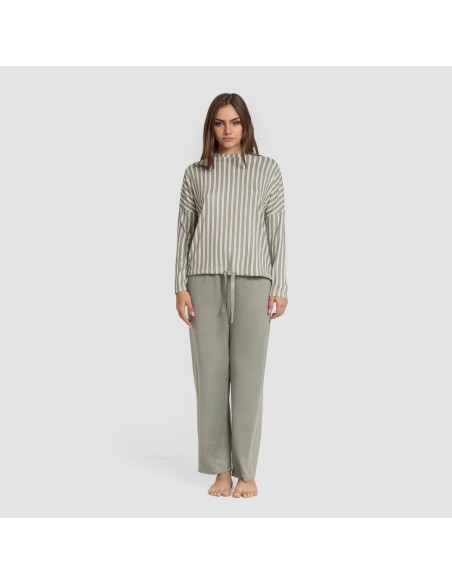 Pijama largo Secret mujer Raya Marsella verde caceria Pijama largo Secret mujer Raya Marsella verde caceria