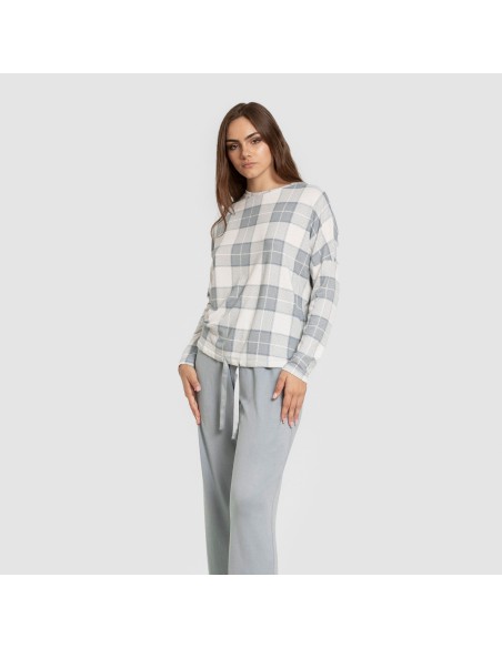 Pijama largo Secret mujer Cuadro Guima indigo Pijama largo Secret mujer Cuadro Guima indigo