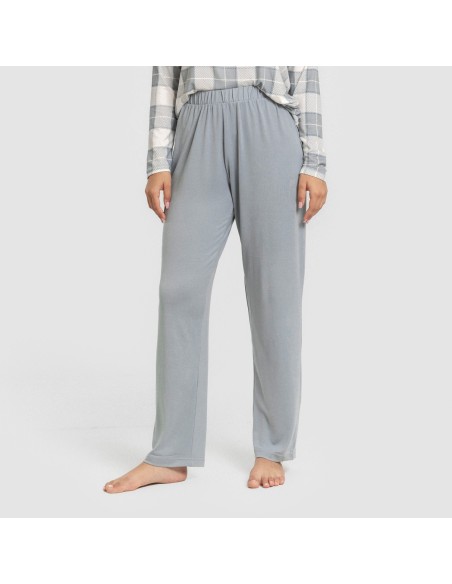 Pijama largo Secret mujer Cuadro Guima indigo Pijama largo Secret mujer Cuadro Guima indigo