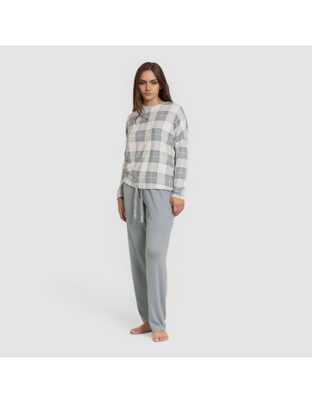 Pijama largo Secret mujer Cuadro Guima indigo Pijama largo Secret mujer Cuadro Guima indigo