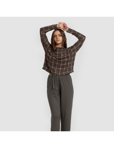 Pijama largo Secret mujer Cuadro Nelby verde caceria Pijama largo Secret mujer Cuadro Nelby verde caceria