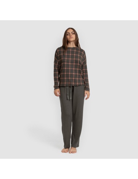 Pijama largo Secret mujer Cuadro Nelby verde caceria Pijama largo Secret mujer Cuadro Nelby verde caceria