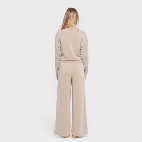 Pantalón largo pinzas fluido mujer