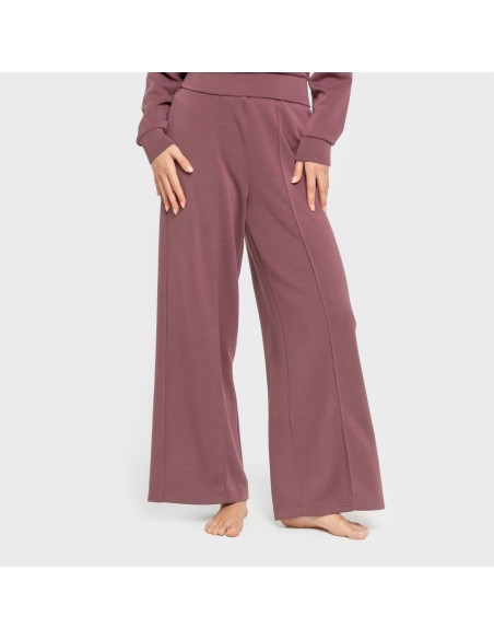 Pantalón largo pinzas fluido mujer