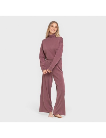 Pantalón largo pinzas fluido mujer