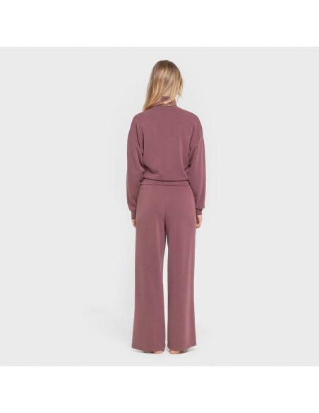 Pantalón largo pinzas fluido mujer