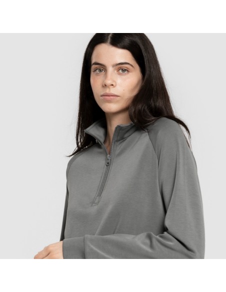 Sudadera media cremallera fluida mujer