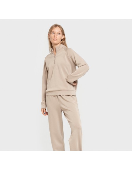 Sudadera media cremallera fluida mujer