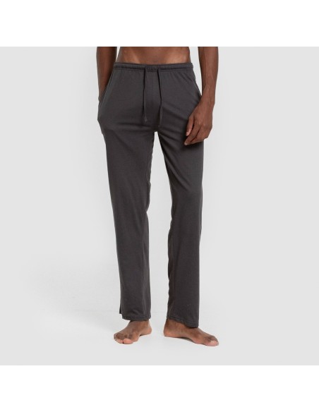 Pijama largo hombre con botones gris verdoso - marino