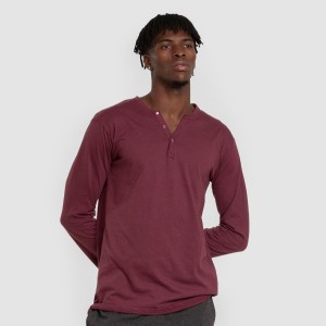 Pijama largo hombre con botones burdeos - marengo