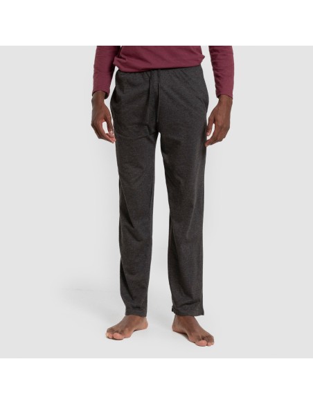 Pijama largo hombre con botones burdeos - marengo