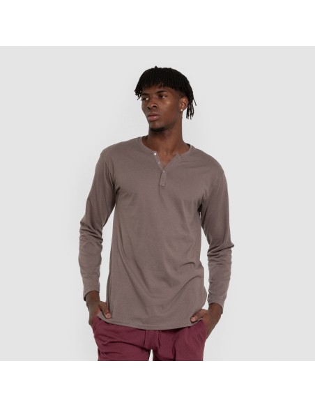 Pijama largo hombre con botones topo - burdeos