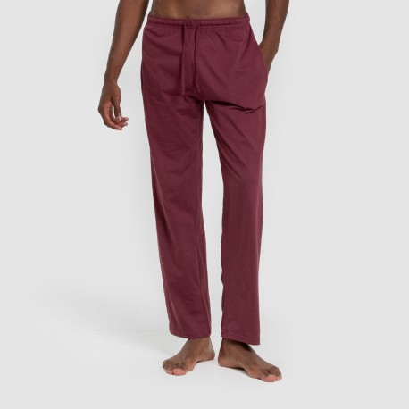 Pijama largo hombre con botones topo - burdeos