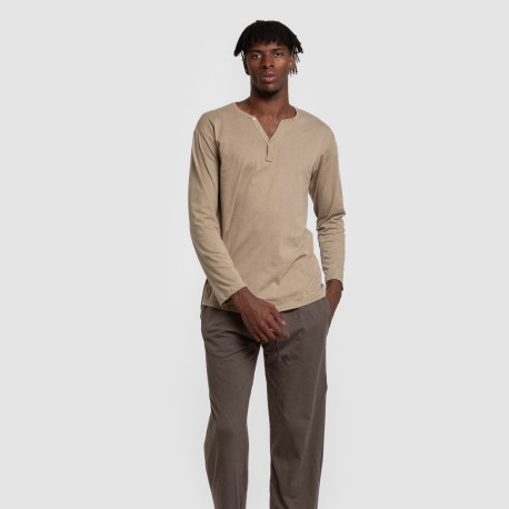 Pijama largo hombre con botones verde caceria - petroleo