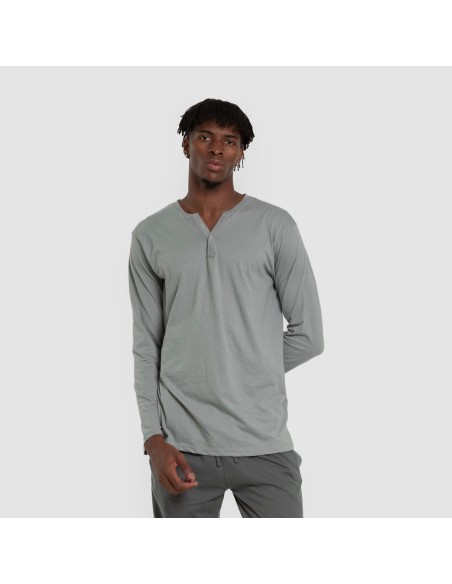 Pijama largo hombre con botones verde azul claro - oscuro