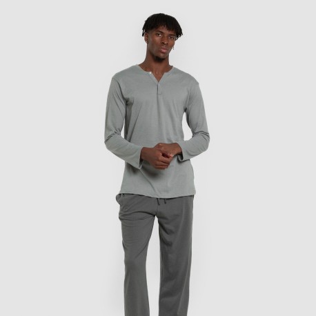 Pijama largo hombre con botones verde azul claro - oscuro