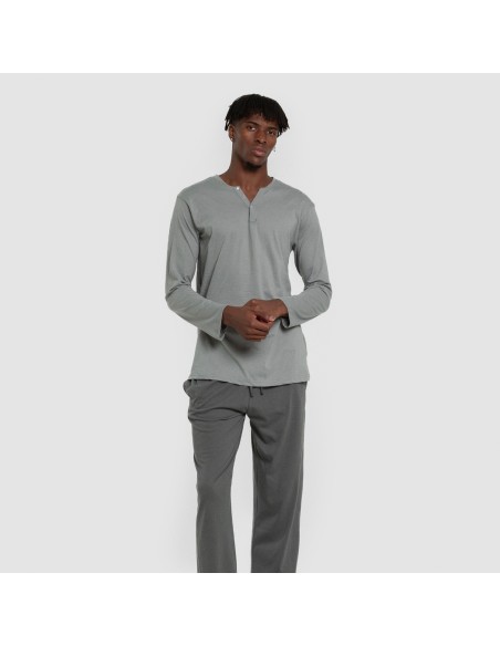 Pijama largo hombre con botones verde azul claro - oscuro
