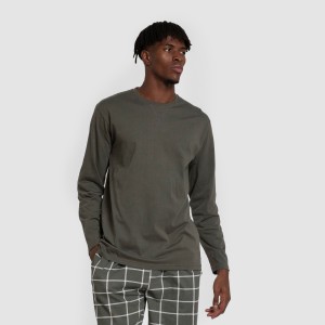 Pijama largo algodón hombre Cuadro Andino verde caceria