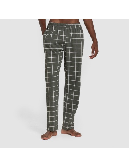 Pijama largo algodón hombre Cuadro Andino verde caceria