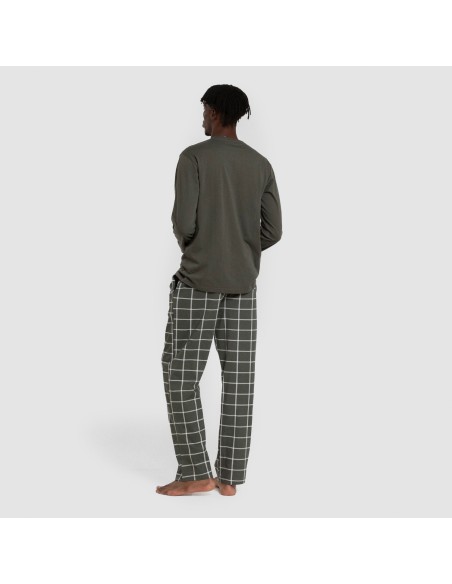 Pijama largo algodón hombre Cuadro Andino verde caceria