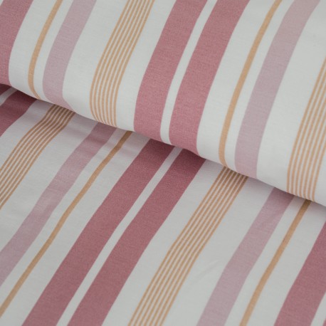 Funda nórdica algodón percal Raya Caléndula marsala