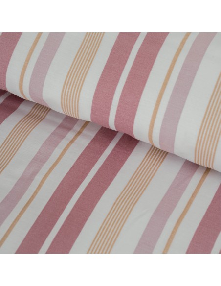 Funda nórdica algodón percal Raya Caléndula marsala