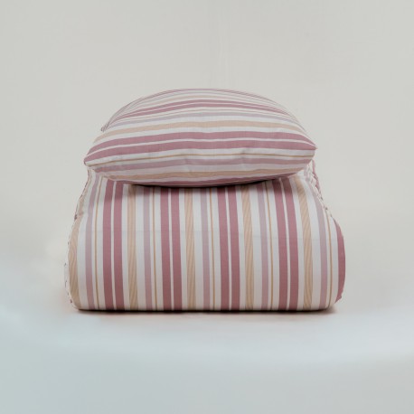 Funda nórdica algodón percal Raya Caléndula marsala