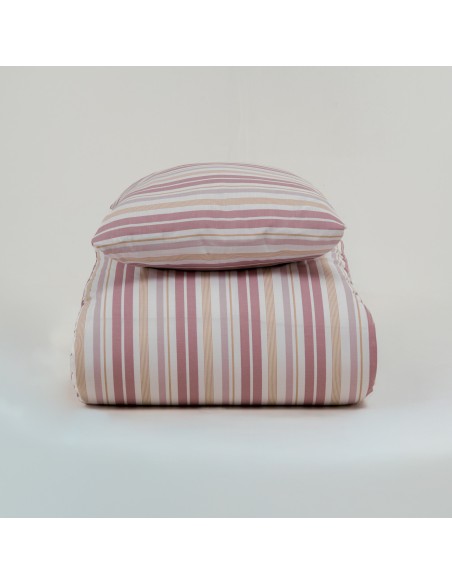 Funda nórdica algodón percal Raya Caléndula marsala