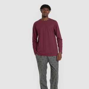 Pijama hombre franela Sierpes burdeos 2