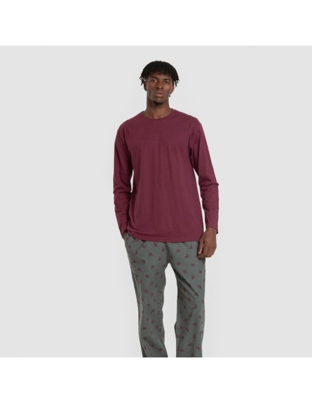 Pijama hombre franela Sierpes burdeos Pijama hombre franela Sierpes burdeos