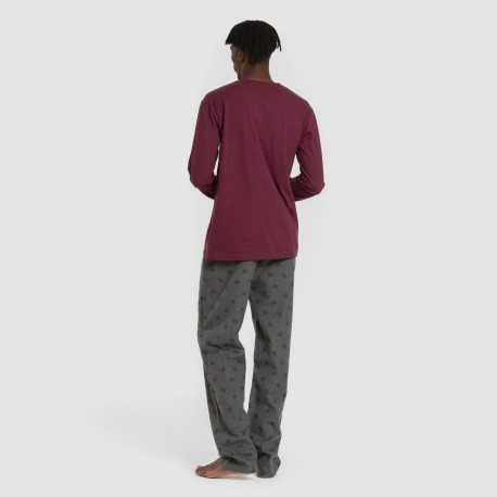 Pijama hombre franela Sierpes burdeos